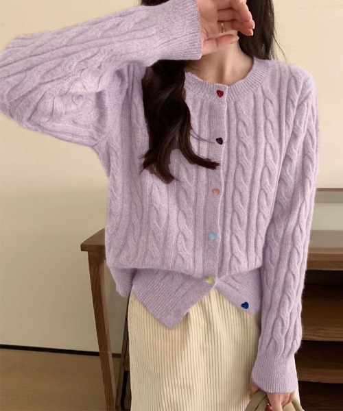 Miniministore(ミニミニストア)の「ケーブルニットカーディガン 前開きニット(ニット/セーター・レディース・ダークグレー/ベージュ/ラベンダー/ピンク/ワインレッド/ブラック・FREE)」の22枚目の写真