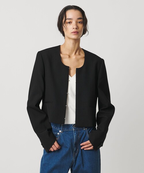 AEWEN MATOPH＞Uネックショートジャケット（ノーカラージャケット