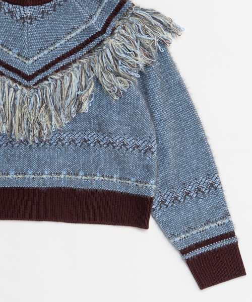 MAISON SPECIAL(メゾンスペシャル)の「Fringe Feather Knit / フリンジフェザーニット(ニット/セーター・レディース・ボルドー/グレー・FREE)」の10枚目の写真