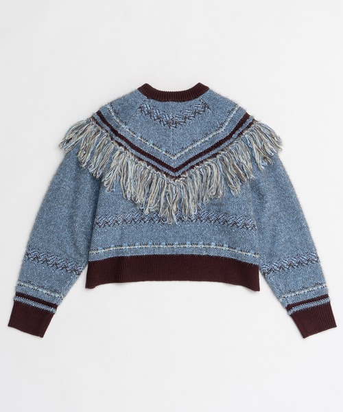 MAISON SPECIAL(メゾンスペシャル)の「Fringe Feather Knit / フリンジフェザーニット(ニット/セーター・レディース・ボルドー/グレー・FREE)」の16枚目の写真