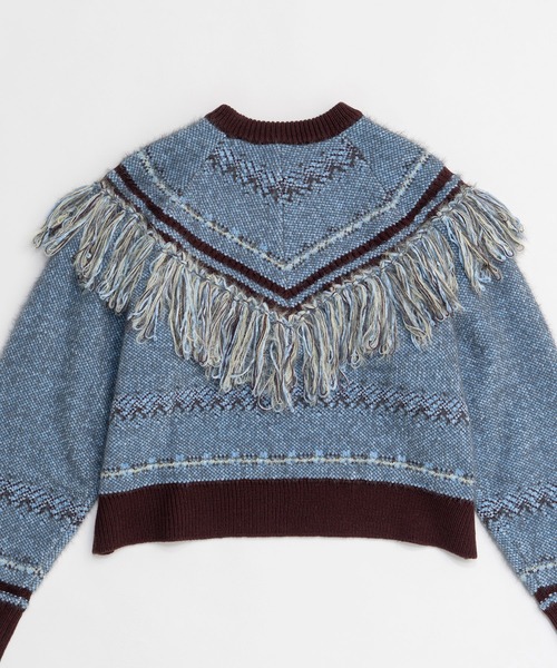 MAISON SPECIAL(メゾンスペシャル)の「Fringe Feather Knit / フリンジフェザーニット(ニット/セーター・レディース・ボルドー/グレー・FREE)」の12枚目の写真