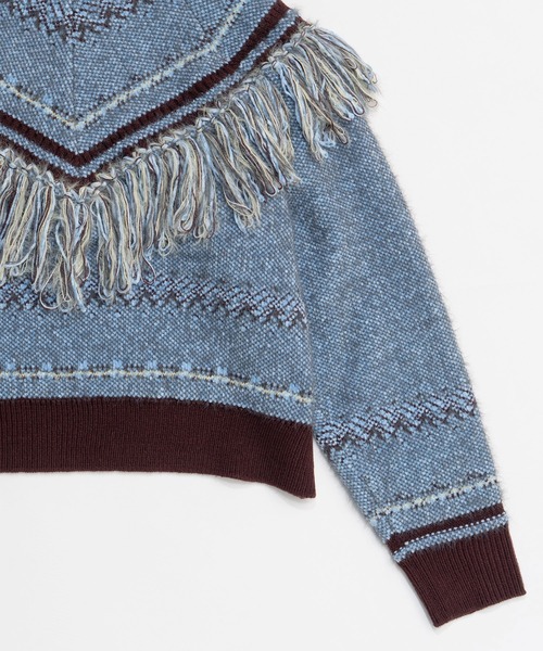 MAISON SPECIAL(メゾンスペシャル)の「Fringe Feather Knit / フリンジフェザーニット(ニット/セーター・レディース・ボルドー/グレー・FREE)」の13枚目の写真