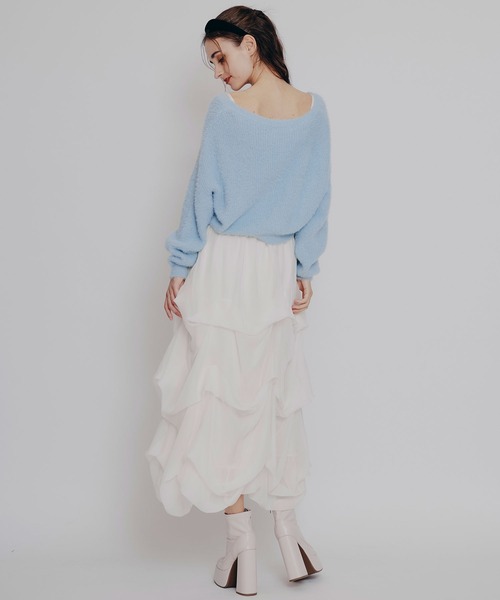 REDYAZEL（レディアゼル）の「タックバルーンボリュームシフォンロングスカート（スカート・レディース・ブラック/オフホワイト/グレー・FREE）」の17枚目の写真