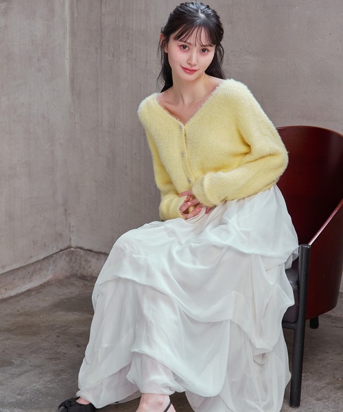 REDYAZEL（レディアゼル）の「タックバルーンボリュームシフォンロングスカート（スカート・レディース・ブラック/オフホワイト/グレー・FREE）」の5枚目の写真