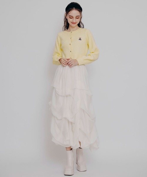 REDYAZEL（レディアゼル）の「タックバルーンボリュームシフォンロングスカート（スカート・レディース・ブラック/オフホワイト/グレー・FREE）」の11枚目の写真