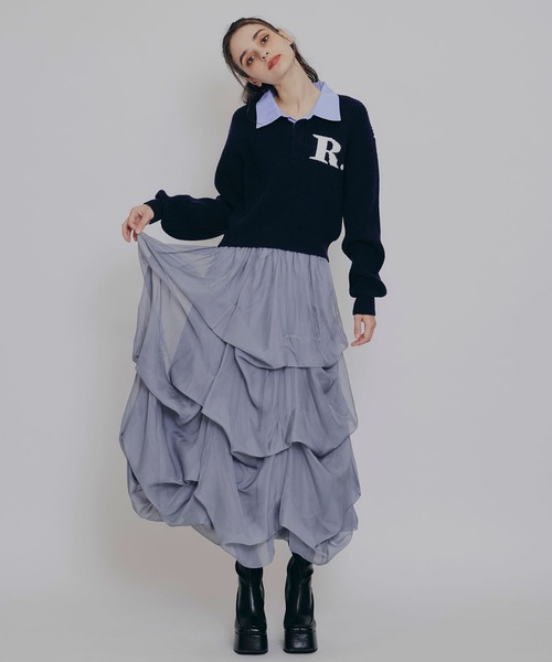 REDYAZEL（レディアゼル）の「タックバルーンボリュームシフォンロングスカート（スカート・レディース・ブラック/オフホワイト/グレー・FREE）」の19枚目の写真