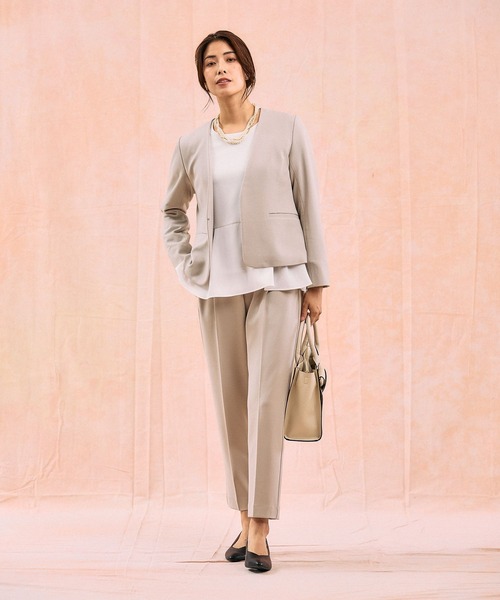 スゴラクストレッチ/Vネックジャケット3点セット/581018（パンツドレス