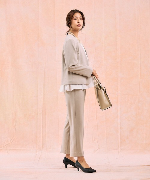 GLOBAL WORK（グローバルワーク）の「スゴラクストレッチ/Vネックジャケット3点セット/581018（セットアップ・レディース・ブラック/グレイッシュベージュ/ネイビー・SMALL/MEDIUM/LARGE/X-LARGE）」の5枚目の写真