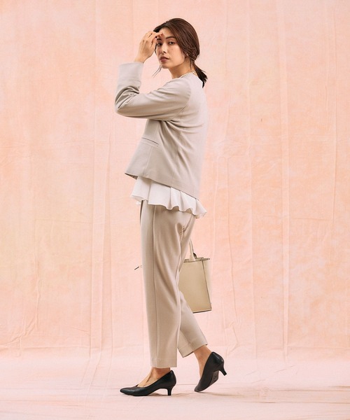 GLOBAL WORK（グローバルワーク）の「スゴラクストレッチ/Vネックジャケット3点セット/581018（セットアップ・レディース・ブラック/グレイッシュベージュ/ネイビー・SMALL/MEDIUM/LARGE/X-LARGE）」の6枚目の写真