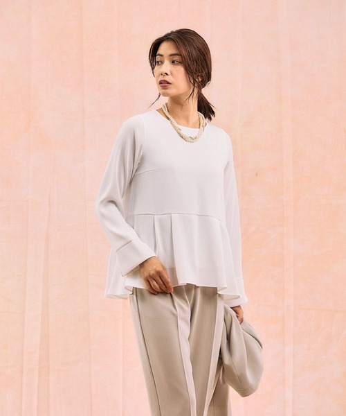 GLOBAL WORK（グローバルワーク）の「スゴラクストレッチ/Vネックジャケット3点セット/581018（セットアップ・レディース・ブラック/グレイッシュベージュ/ネイビー・SMALL/MEDIUM/LARGE/X-LARGE）」の8枚目の写真