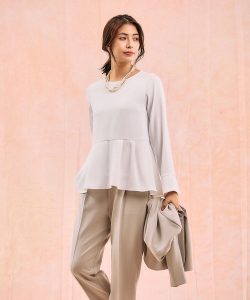 GLOBAL WORK（グローバルワーク）の「スゴラクストレッチ/Vネックジャケット3点セット/581018（セットアップ・レディース・ブラック/グレイッシュベージュ/ネイビー・SMALL/MEDIUM/LARGE/X-LARGE）」の9枚目の写真