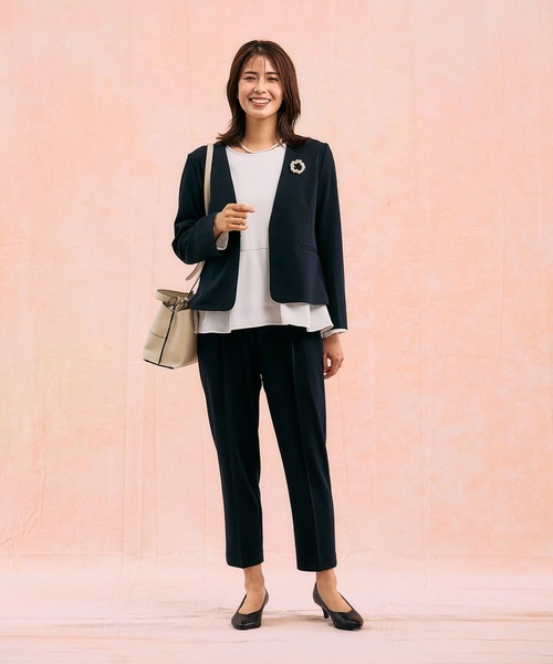 GLOBAL WORK（グローバルワーク）の「スゴラクストレッチ/Vネックジャケット3点セット/581018（セットアップ・レディース・ブラック/グレイッシュベージュ/ネイビー・SMALL/MEDIUM/LARGE/X-LARGE）」の10枚目の写真