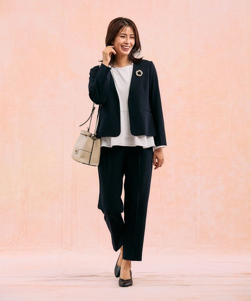 GLOBAL WORK（グローバルワーク）の「スゴラクストレッチ/Vネックジャケット3点セット/581018（セットアップ・レディース・ブラック/グレイッシュベージュ/ネイビー・SMALL/MEDIUM/LARGE/X-LARGE）」の11枚目の写真