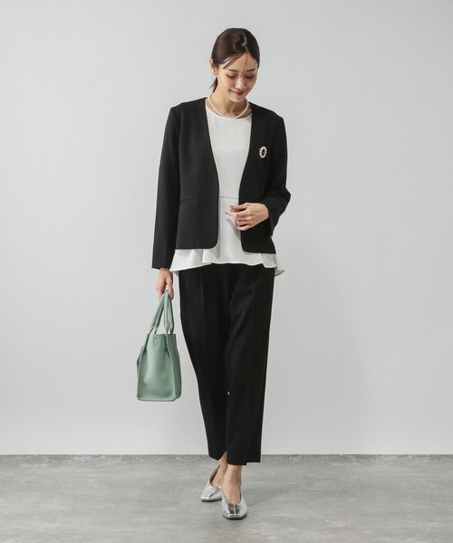 GLOBAL WORK（グローバルワーク）の「スゴラクストレッチ/Vネックジャケット3点セット/581018（セットアップ・レディース・ブラック/グレイッシュベージュ/ネイビー・SMALL/MEDIUM/LARGE/X-LARGE）」の12枚目の写真