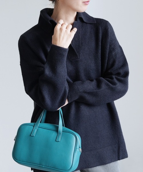 reca（レカ）の「襟付きスキッパーニット（ニット/セーター・レディース・グレイッシュベージュ/オートミール/ネイビー・FREE）」の5枚目の写真