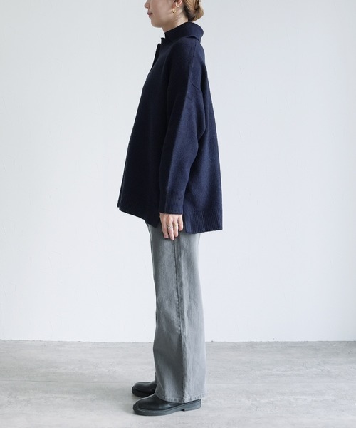 reca（レカ）の「襟付きスキッパーニット（ニット/セーター・レディース・グレイッシュベージュ/オートミール/ネイビー・FREE）」の17枚目の写真