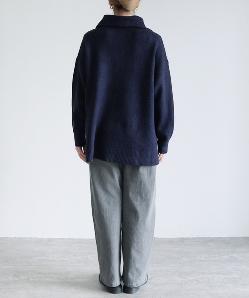 reca（レカ）の「襟付きスキッパーニット（ニット/セーター・レディース・グレイッシュベージュ/オートミール/ネイビー・FREE）」の18枚目の写真