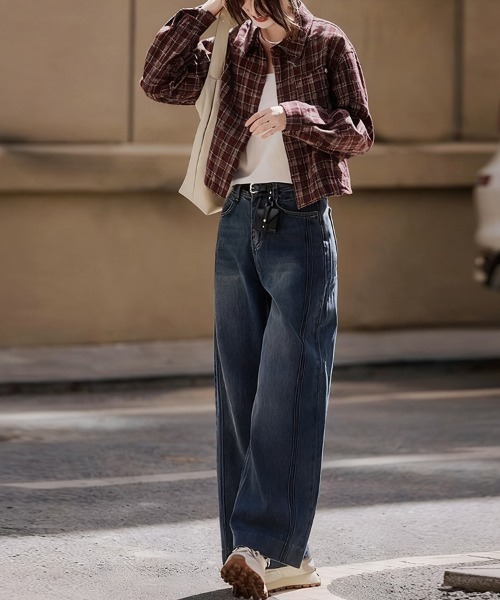 ONEP STAR(ワンピスター)の「ショート丈チェック柄シャツ(シャツ/ブラウス・レディース・ワイン・MEDIUM/LARGE/X-LARGE)」の9枚目の写真