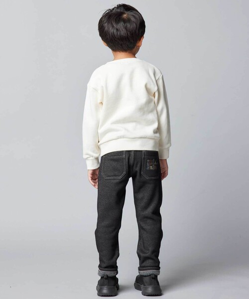 BeBe(ベベ)の「デニムムートン裏ファーストレートロングパンツ(デニムパンツ・キッズ・ネイビー/ブラック・120cm/110cm/150cm/130cm/140cm)」の7枚目の写真