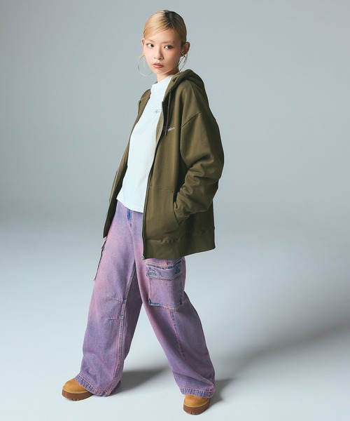 X-girl（エックスガール）の「OVAL LOGO AND MESSAGE L/S TEE（Tシャツ/カットソー・レディース・ブラック/ホワイト/オリーブ・S/M/L）」の9枚目の写真