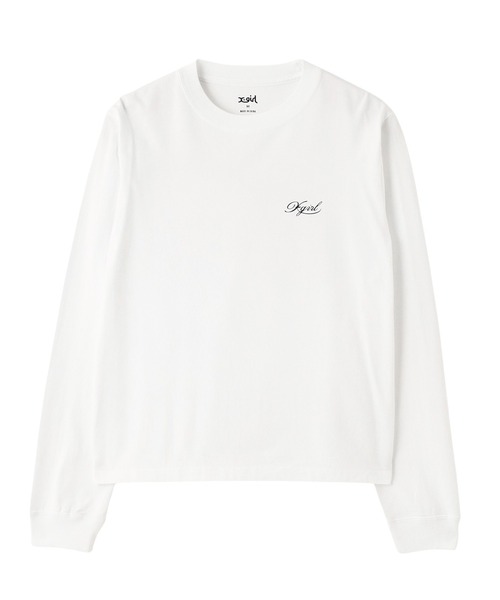 X-girl（エックスガール）の「OVAL LOGO AND MESSAGE L/S TEE（Tシャツ/カットソー・レディース・ブラック/ホワイト/オリーブ・S/M/L）」の13枚目の写真