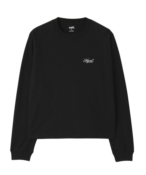 X-girl（エックスガール）の「OVAL LOGO AND MESSAGE L/S TEE（Tシャツ/カットソー・レディース・ブラック/ホワイト/オリーブ・S/M/L）」の15枚目の写真