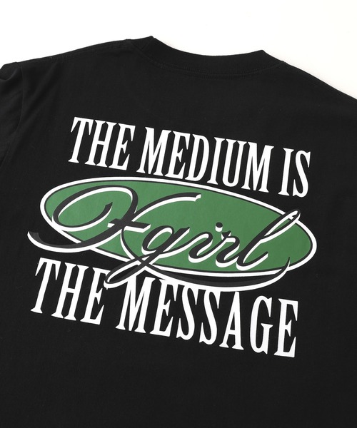 X-girl（エックスガール）の「OVAL LOGO AND MESSAGE L/S TEE（Tシャツ/カットソー・レディース・ブラック/ホワイト/オリーブ・S/M/L）」の18枚目の写真