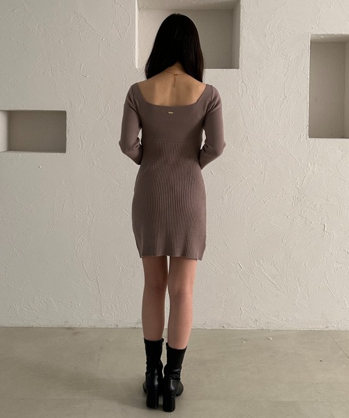 2way velour ribbon mini knit onepiece / 2way ベロアリボンミニ