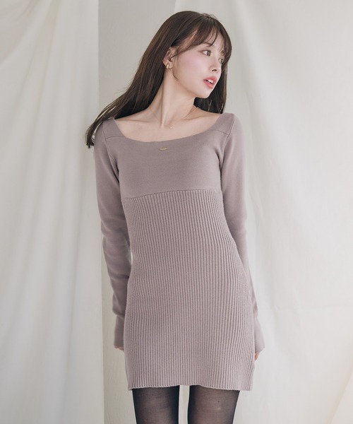 fupel(フぺル)の「2way velour ribbon mini knit onepiece / 2way ベロアリボンミニニットワンピース(ワンピース・レディース・ブラック/グレイッシュベージュ・FREE)」の11枚目の写真