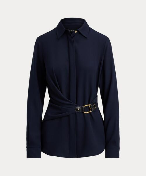 LAUREN RALPH LAUREN(ローレン ラルフ ローレン)の「バックルトリム ジョーゼット ブラウス(シャツ/ブラウス・レディース・ネイビー系1・4/2/0)」の7枚目の写真