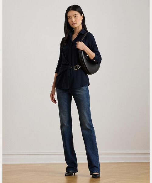 LAUREN RALPH LAUREN(ローレン ラルフ ローレン)の「バックルトリム ジョーゼット ブラウス(シャツ/ブラウス・レディース・ネイビー系1・4/2/0)」の6枚目の写真