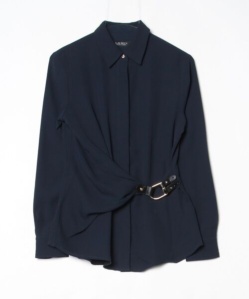 LAUREN RALPH LAUREN(ローレン ラルフ ローレン)の「バックルトリム ジョーゼット ブラウス(シャツ/ブラウス・レディース・ネイビー系1・4/2/0)」の3枚目の写真