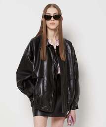 LADY VOLUME（レディーボリューム）の「8020-1 VEGAN LEATHER OVERSIZED JACKET_BLACK（ライダースジャケット・レディース）」