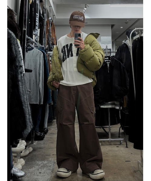 Chikashitsu +（チカシツプラス）の「【Chikashitsu +】rib cotton curve cargo pants / 【チカシツプラス】リブコットンカーブカーゴパンツ（カーゴパンツ・メンズ・ブラック/カーキ/ブラウン・M）」の9枚目の写真