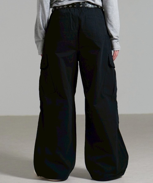 Chikashitsu +】rib cotton curve cargo pants / 【チカシツプラス