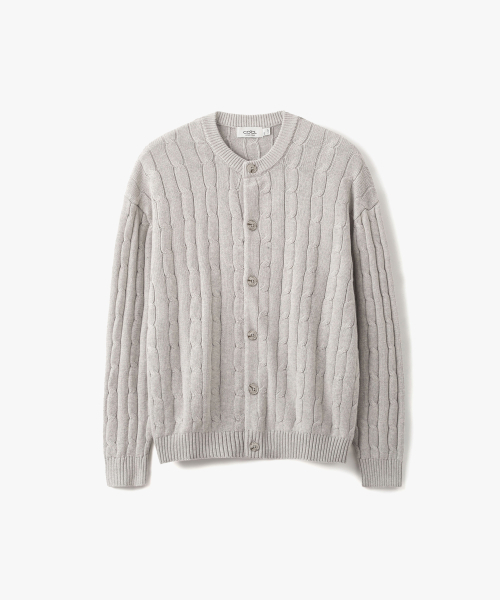 Soft Cable Round Cardigan Light Grey COOSCD021LGRAY — лёгкий кардиган в светло‑сером цвете