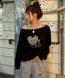 A'GEM/9 × .kom 『MUCENT/ムセント』 SIERRA LEOPARD HEART ONE SHOULDER MTM/シエラレオパードハートワンショルダースウェットシャツ