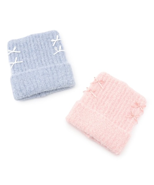 KP DECO（ケーピーデコ）の「ループヤーン ニットフード（ニットキャップ/ビーニー・キッズ・ライトピンク/サックスブルー・MEDIUM/LARGE）」の6枚目の写真