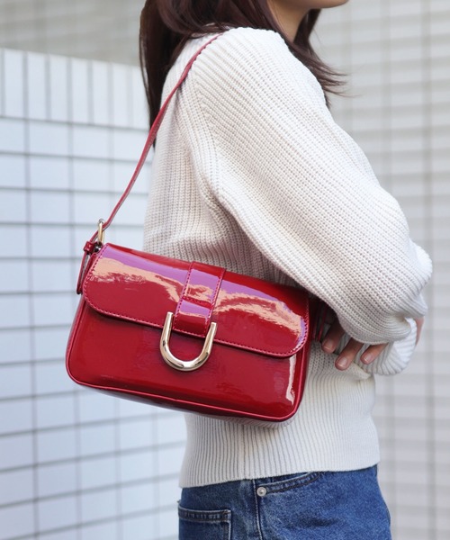 florist（フローリスト）の「【新色】2way/3way ホースシューエナメル/シュリンクレザーハンドバッグ/ショルダーバッグ（ハンドバッグ・レディース・ピンク系1/ブラック系1/グレー系1/ブラック系2/ブラウン系1/ホワイト系1/ダークブラウン系1/レッド系2・FREE）」の11枚目の写真