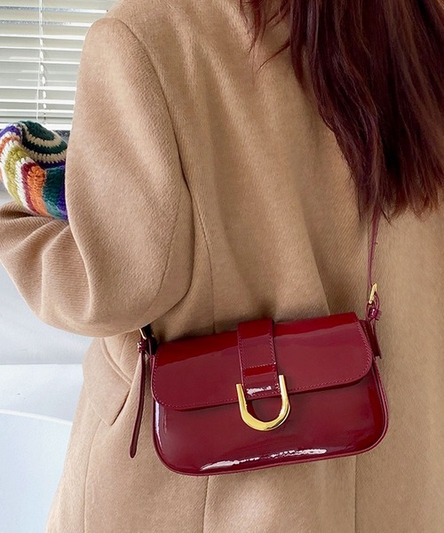 florist（フローリスト）の「【新色】2way/3way ホースシューエナメル/シュリンクレザーハンドバッグ/ショルダーバッグ（ハンドバッグ・レディース・ピンク系1/ブラック系1/グレー系1/ブラック系2/ブラウン系1/ホワイト系1/ダークブラウン系1/レッド系2・FREE）」の10枚目の写真