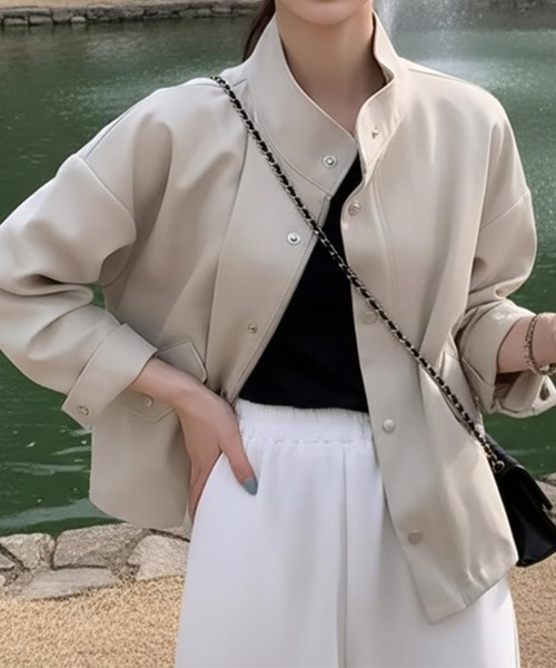 cammie(キャミー)の「ショートジャケット(ミリタリージャケット・レディース・アイボリー/カーキ・M/L)」の1枚目の写真