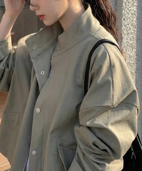 cammie(キャミー)の「ショートジャケット(ミリタリージャケット・レディース・アイボリー/カーキ・M/L)」の8枚目の写真