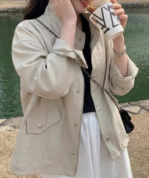 cammie(キャミー)の「ショートジャケット(ミリタリージャケット・レディース・アイボリー/カーキ・M/L)」の5枚目の写真