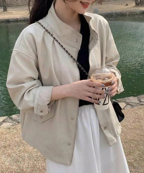 cammie(キャミー)の「ショートジャケット(ミリタリージャケット・レディース・アイボリー/カーキ・M/L)」の3枚目の写真