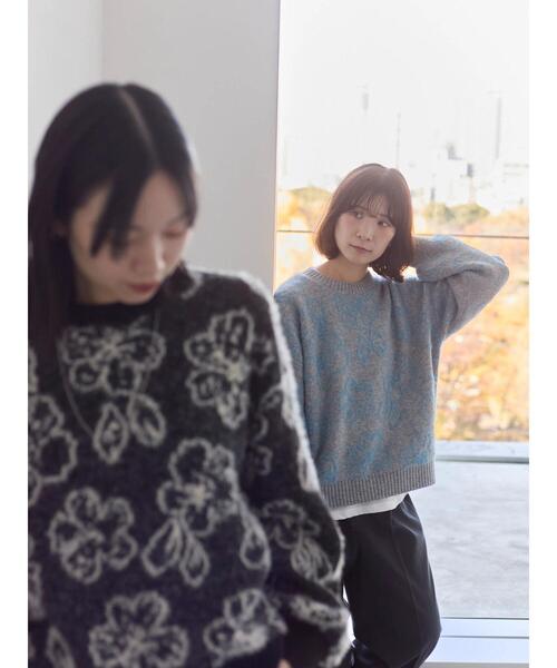 Samansa Mos2 blue（サマンサモスモスブルー）の「花柄シャギーニットプルオーバー（ニット/セーター・レディース・ブラック/オフホワイト/グレー・F）」の19枚目の写真