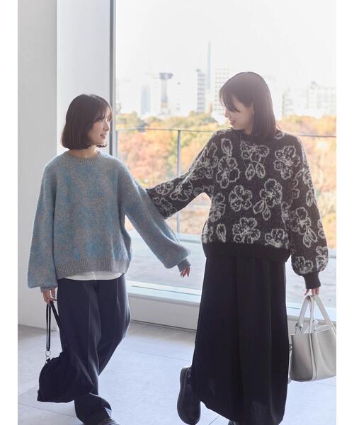 Samansa Mos2 blue（サマンサモスモスブルー）の「花柄シャギーニットプルオーバー（ニット/セーター・レディース・ブラック/オフホワイト/グレー・F）」の22枚目の写真