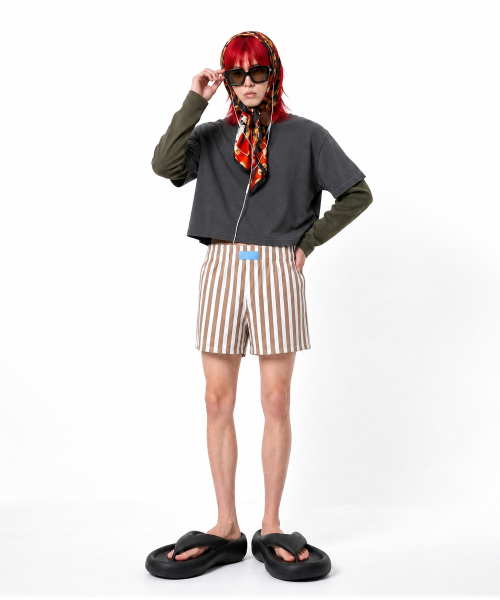 C WEAR BY THE GENIUS(シーウェアバイザジーニアス)の「メンズクロップロングスリーブTシャツカーキ(Tシャツ/カットソー・メンズ・その他・SMALL/MEDIUM/LARGE/X-LARGE/XX-LARGE)」の7枚目の写真