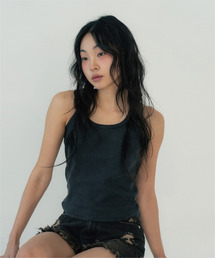 GARMENT DYING HALTER NECK SLEEVLESS (CHARCOAL GRAY)