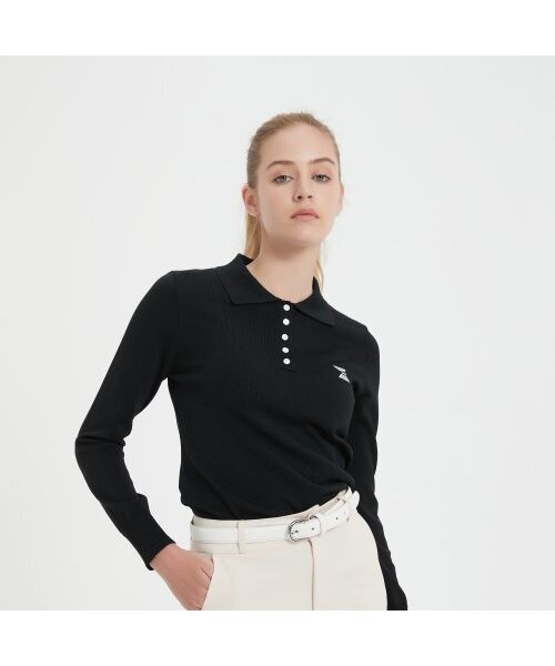 E.PARCA(イパルカ)の「ポロカラーゴルフニットシャツ(ブラック)(ポロシャツ・レディース・その他・SMALL/MEDIUM/LARGE)」の1枚目の写真
