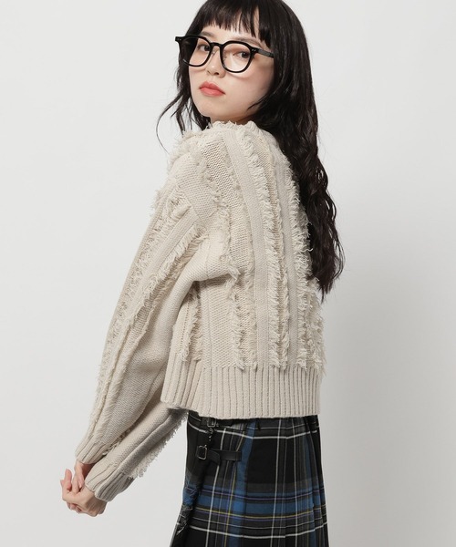 niko and...（ニコアンド）の「ケーブルフリンジニットプルオーバー（ニット/セーター・レディース・アイボリー/レッド/ネイビー・MEDIUM/LARGE）」の2枚目の写真